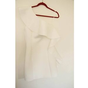 White dress size 8 . Ruffle detail.